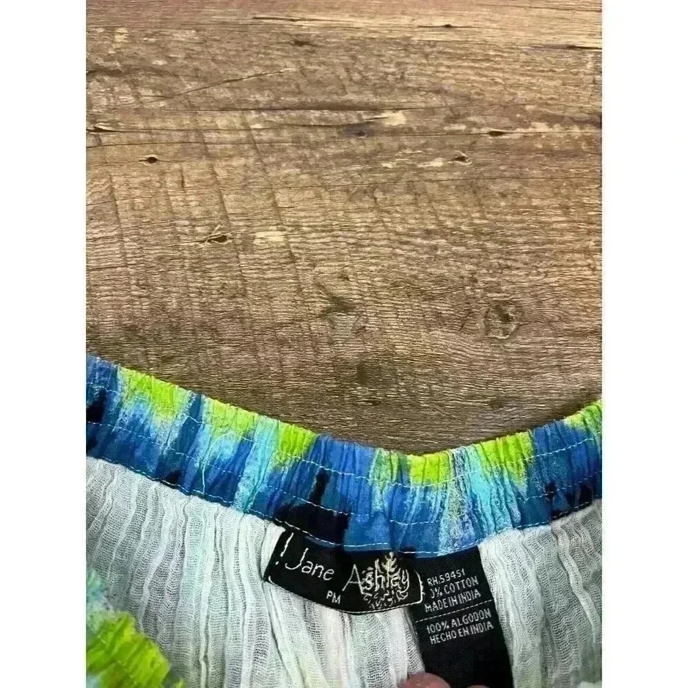 Jane Ashley Tiered Maxi Pull On Skirt Multi-Color Blue Green Women's PM Boho